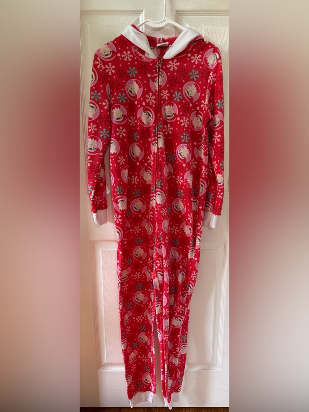 Elf on the shelf Adult Small Red Holiday Hooded One-Piece Pajamas